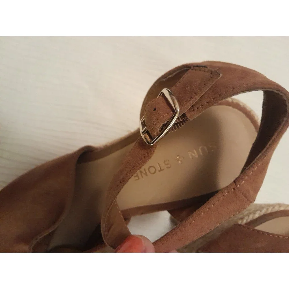 Sun+Stone Women Fey Espadrille Slingback Platform Sandals Size US 8 Tan